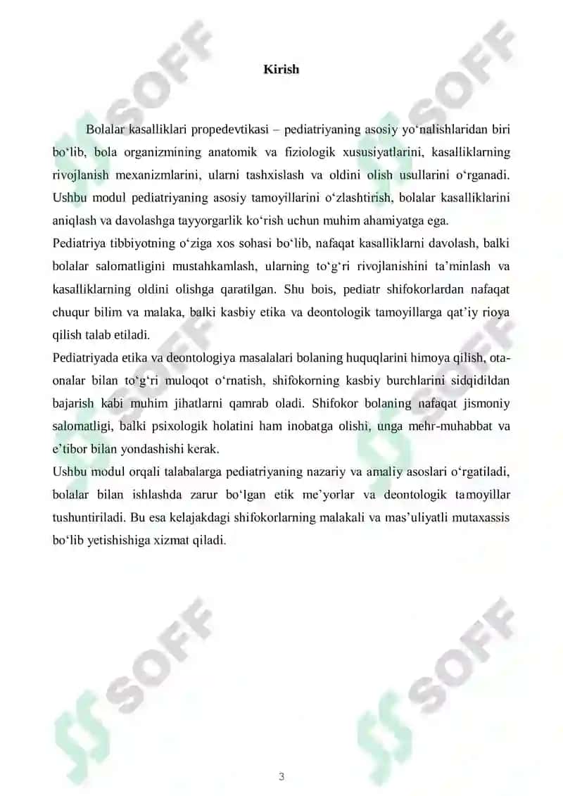 Bolalar kasalliklari propedevtikasi moduli 3