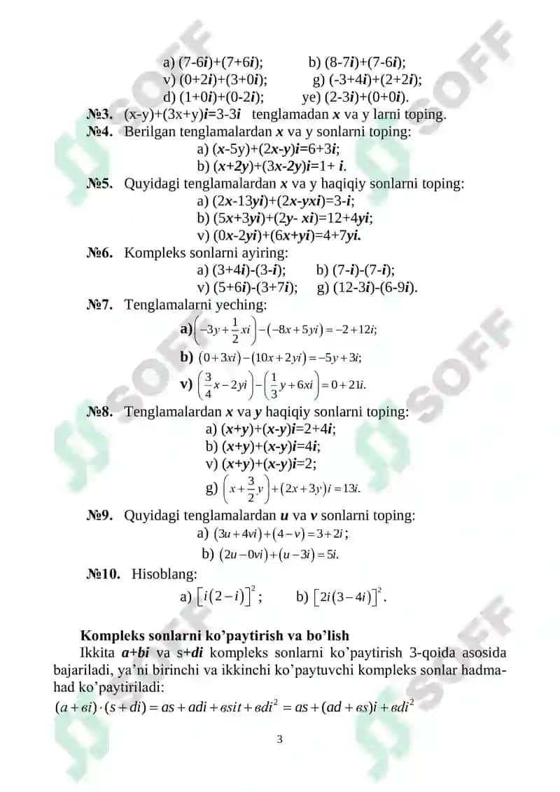 Kompleks sonlar 3