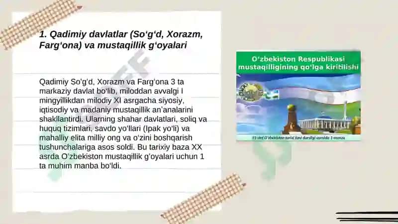 Oʻzbekiston mustaqillik gʻoyalarining tarixiy asoslari 3