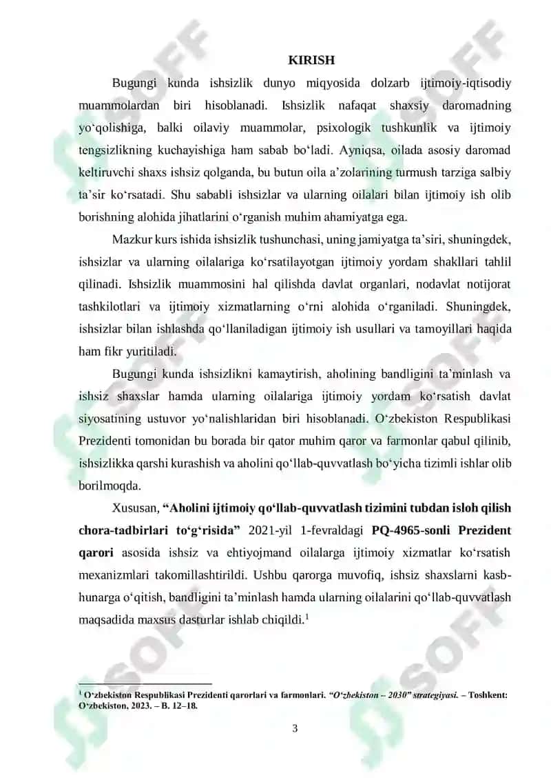 "Ishsizlar va ular oilalar bilan ijtimoiy ishning alohida jihatlari" 3
