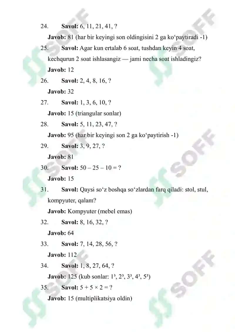 ARGOS IQ TEST JAVOBLARI YANGI 3