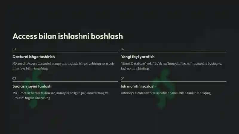 Ma'lumotlar Bazasi Yaratish Microsoft Access muhitida ma'lumotlar bazasini yaratish 3