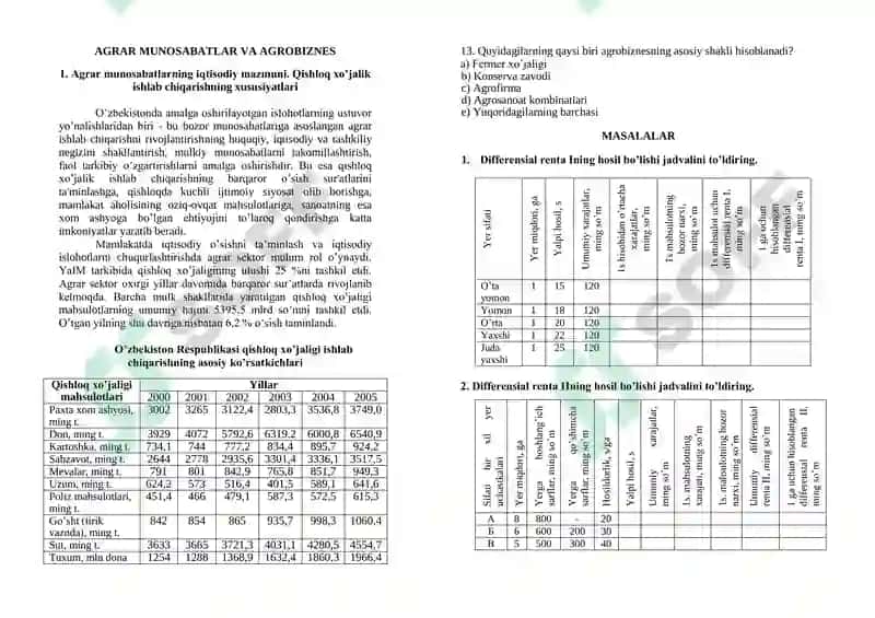 Agrar munosabatlar va Agrobiznes 3