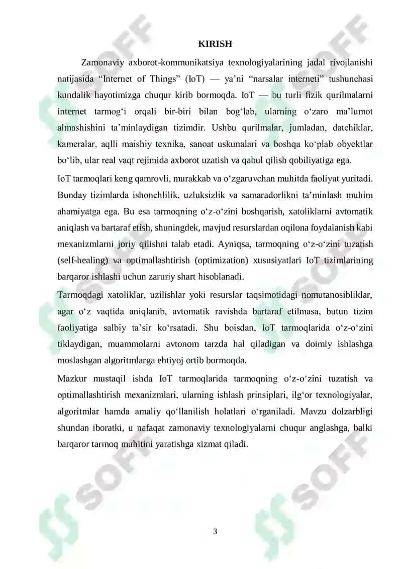 IoT tarmoqlarida tarmoqning o'z-o'zini tuzatish va optimallashtirish mexanizmlari 3
