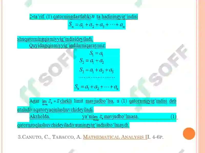 SONLI QATORLARVA XUSUSIY YIG’INDILAR 3