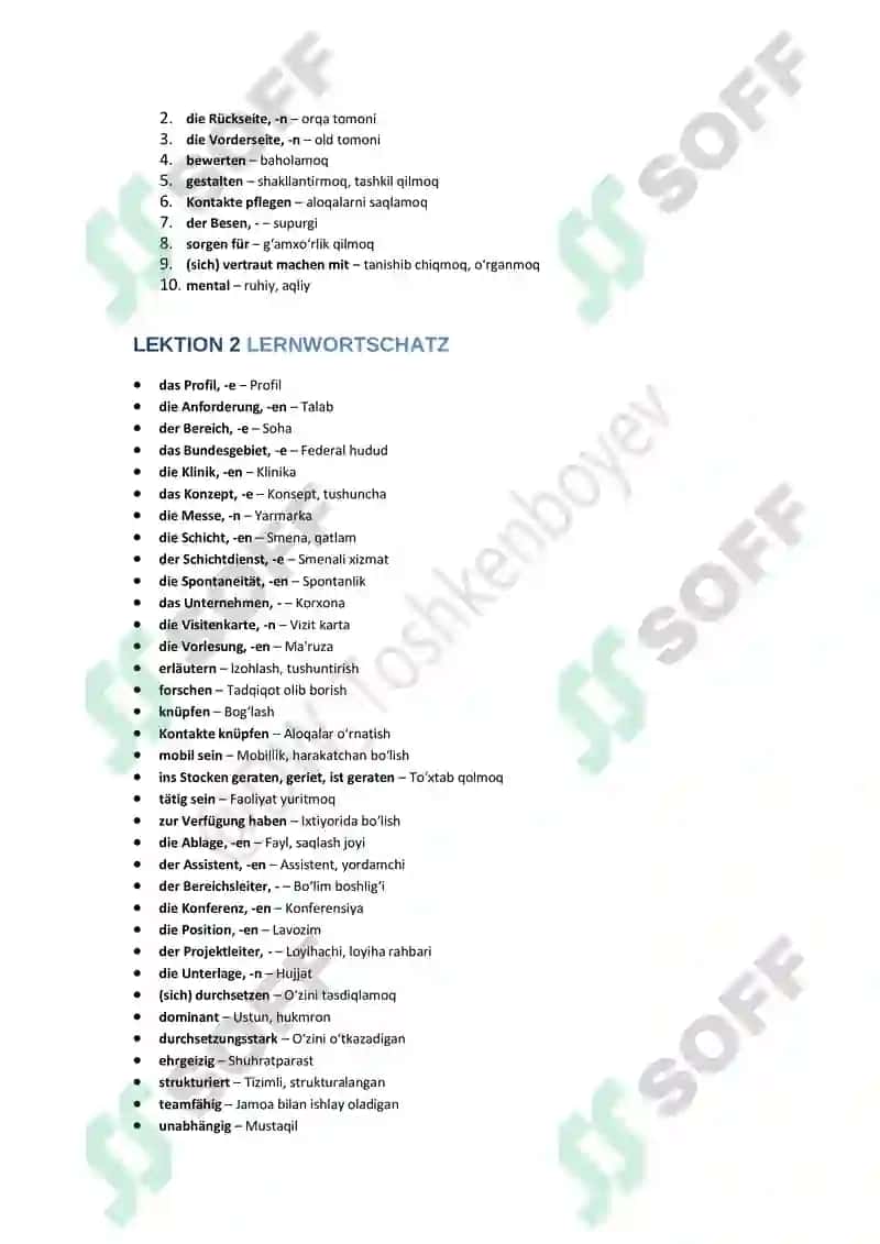 Nemis tilida C2 Lugʻat tarjimalari 3