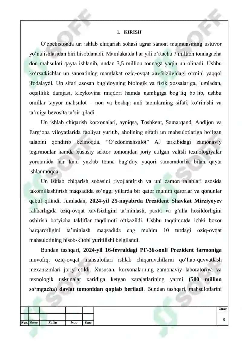 Quvvati 125 t/kun bo'lgan tegirmonda 85% li 2 navli un ishlab chiqarish texnologiyasi. Don tozalash bo'limi. 3
