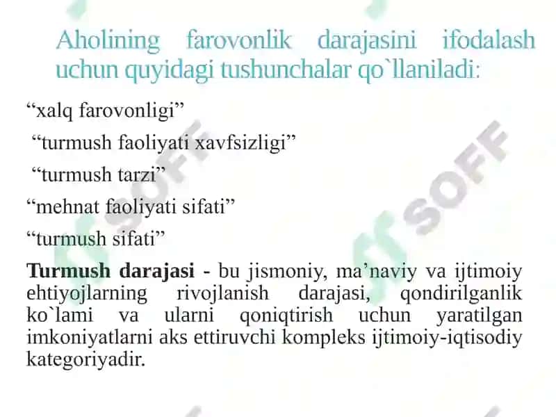 AHОLINING TURMUSH DARAJASI VA FARОVОNLIGI 3