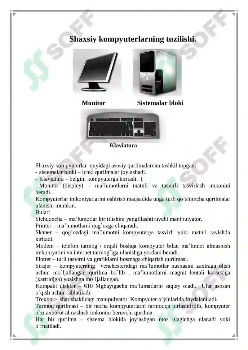 KOMPYUTERNING TASHKIL ETUVCHILARI VA ISHLASH PRINTSIPLARI 3