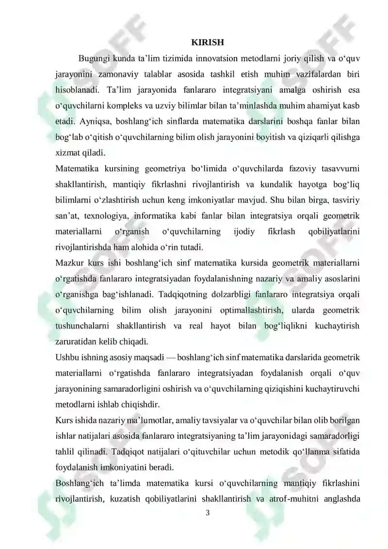 Boshlangʻich sinif matematika kursida gemetrik materialni oʻrganish 3