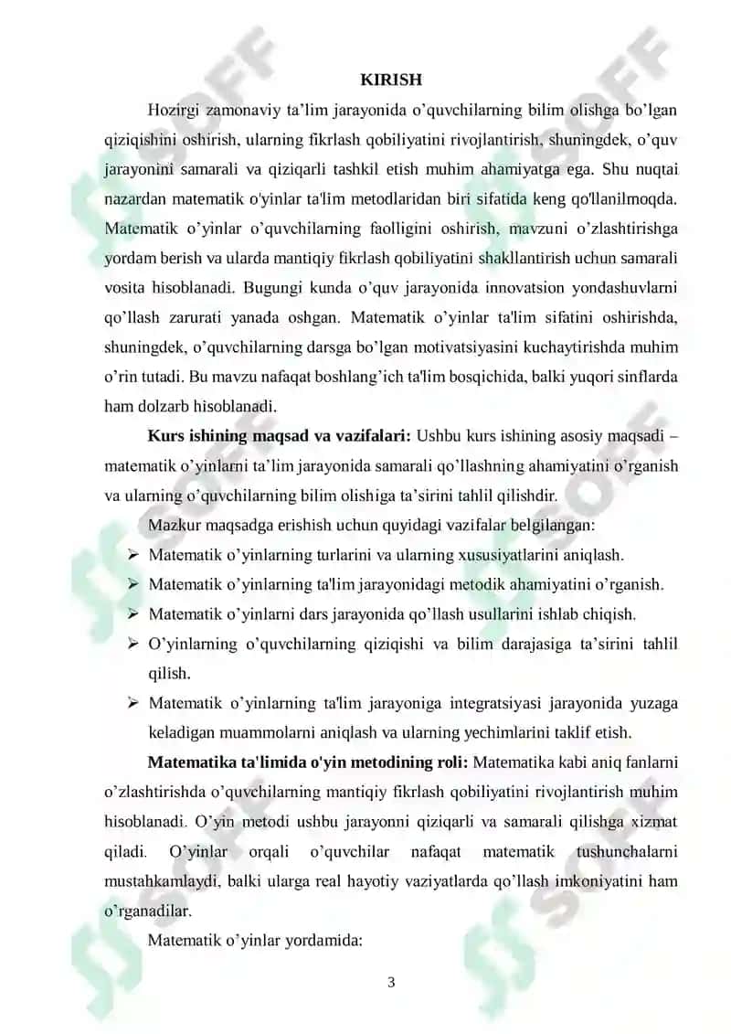 Matematik oʻyin -taʼlim metodi sifatida 3