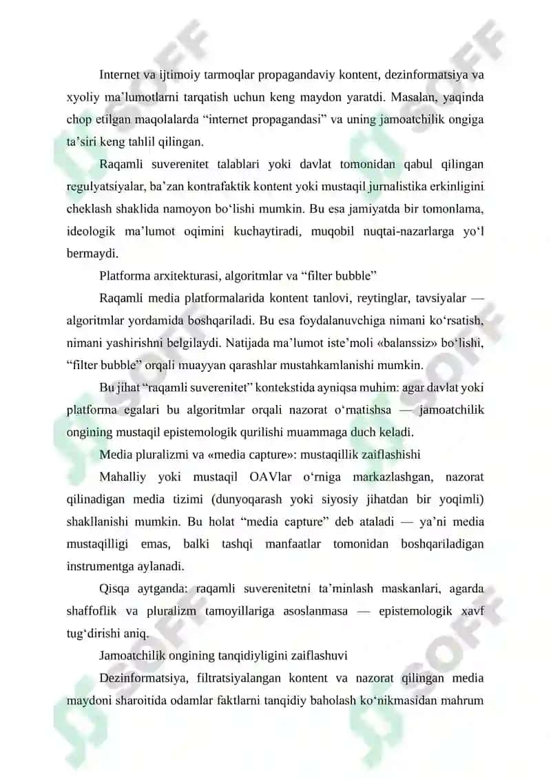 INTERNET JURNALISTIKASI VA RAQAMLI SUVERENITET: MAFKURAVIY XAVFLAR TAHLILI 3