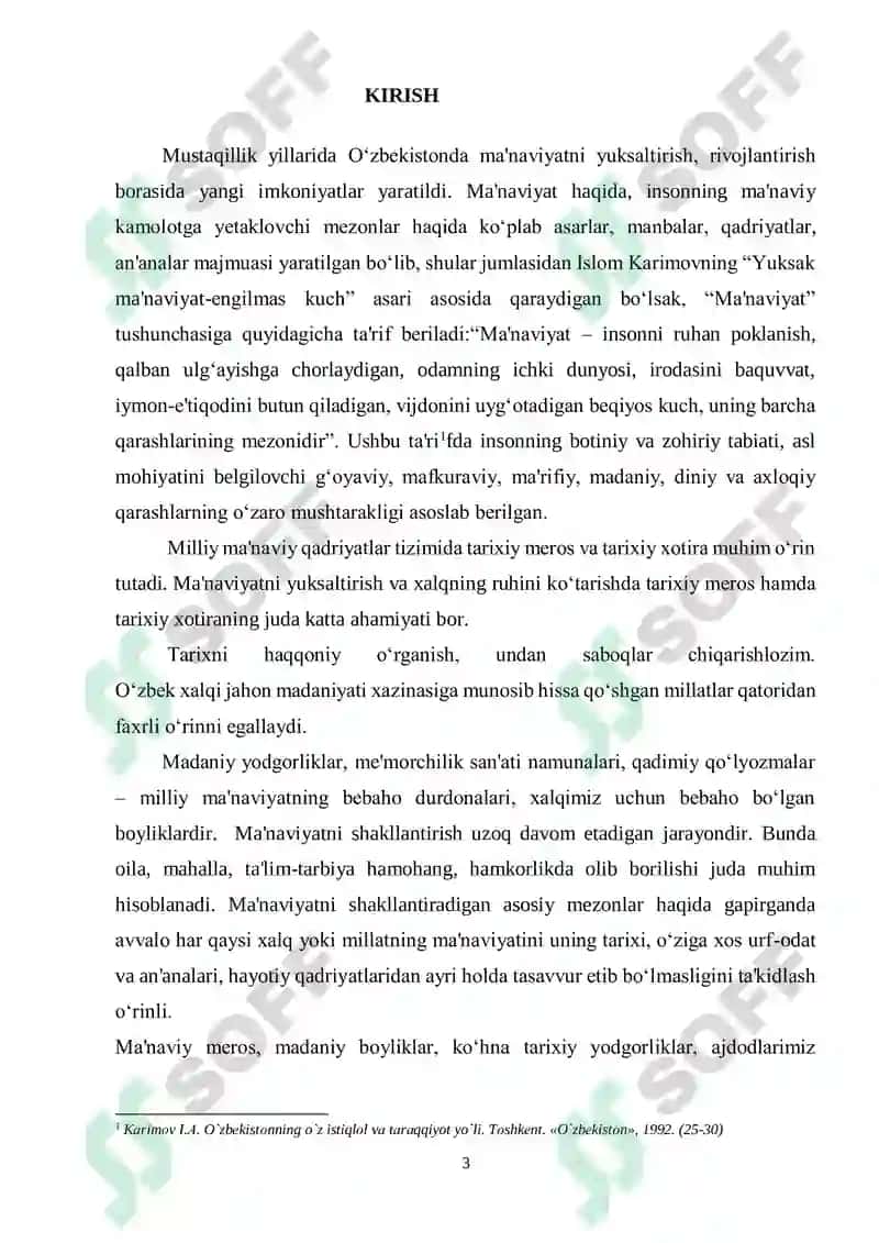 “ Mustaqillik yillarida Oʻzbekistonda milliy urf-odatlar,qadriyatlar va an'analarnining qayta tiklanishi ” 3