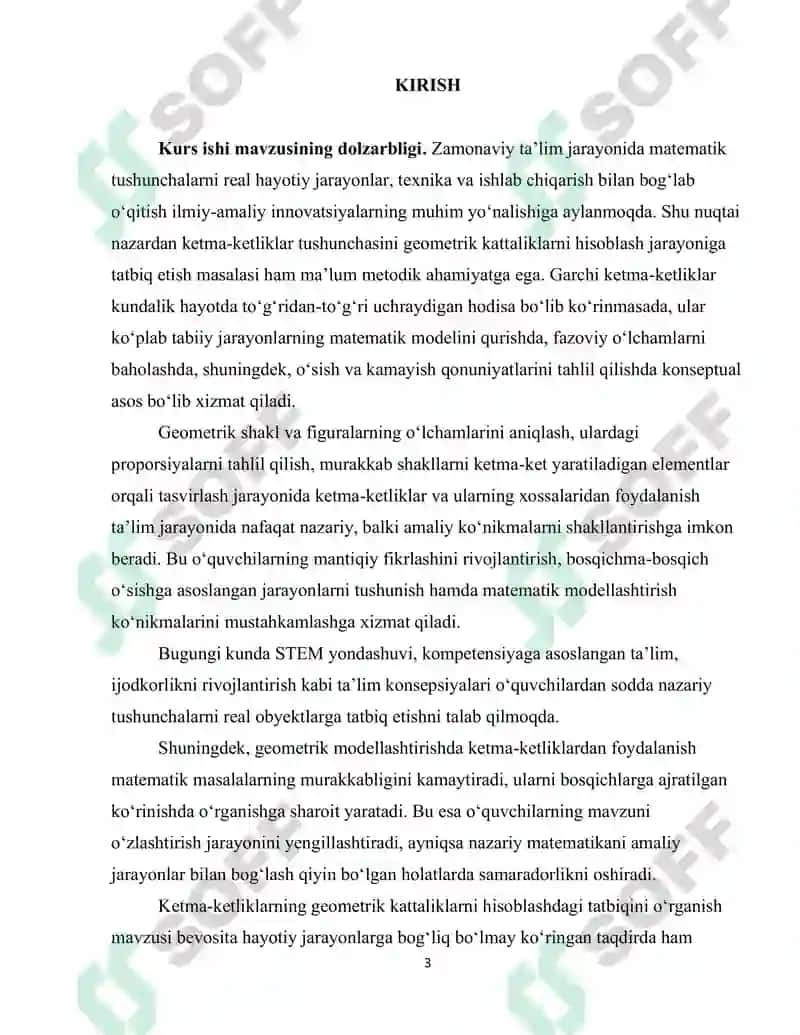 Ketma-ketliklarni geometrik kattaliklarni hisoblashga tatbiqi 3