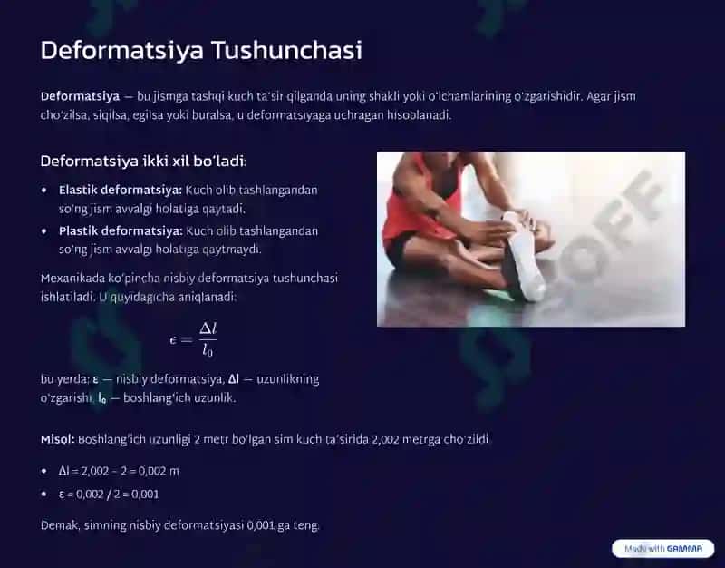 Deformatsiya va kuchlanish tahlilida differensial hisob tatbiqlari 3