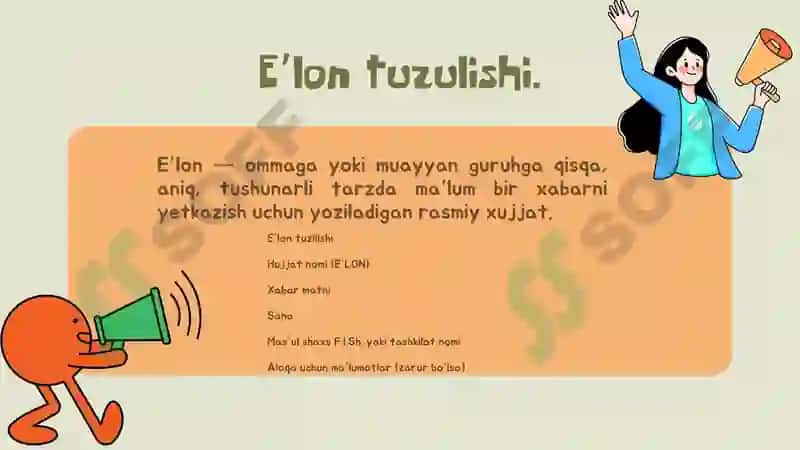 E'lon,taklifnoma,telegramma,telefonogramma,hisobot 3