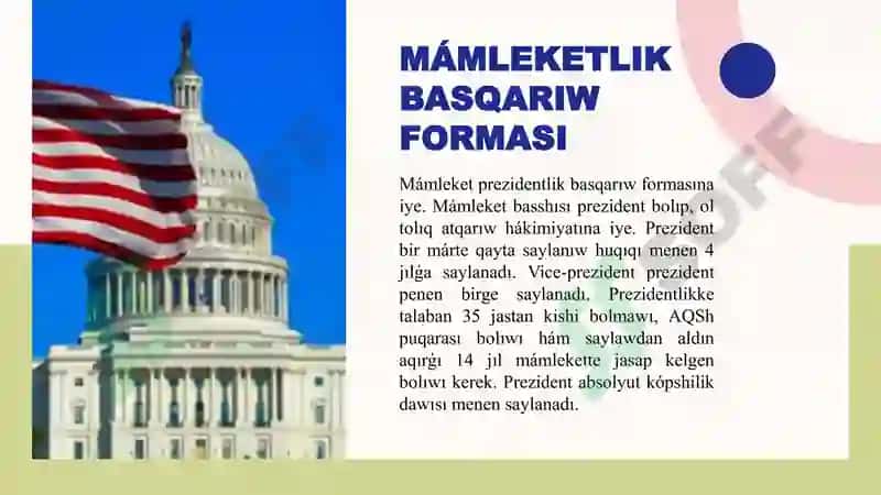 AMERIKA QURAMA SHTATLARÍNÍŃ MÁMLEKETLIK FORMALARÍ 3