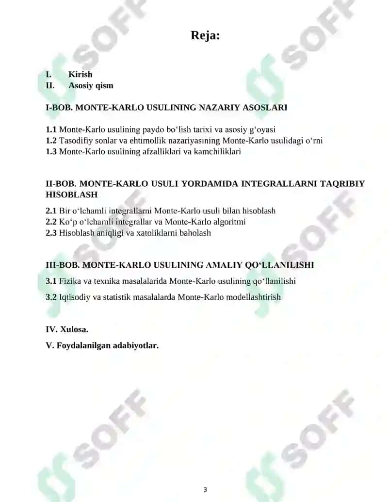 Integralni taqribiy hisoblash uchun Monte-Karlo usuli 3
