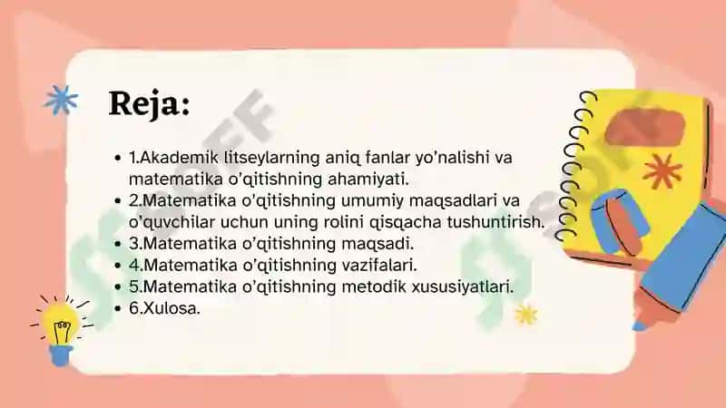 Akademik litseylarning aniq fanlar yo’nalishidagi guruhlarida matematika o’qitishning maqsadi, vazifalari va metodik xususiyatlari 3