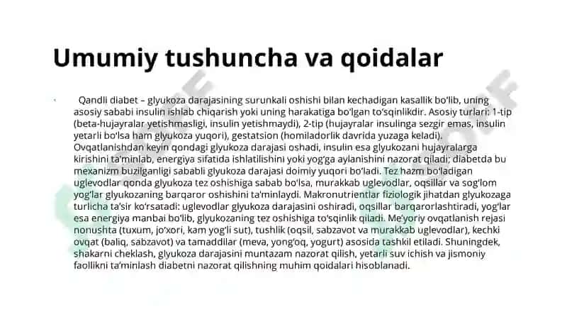 Qandli diabet va ovqatlanish 3