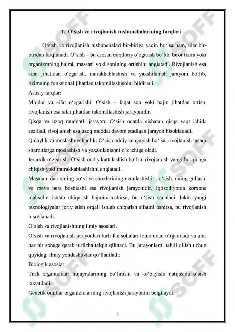 Oʻsish va rivojlanishining sodda modeli 3