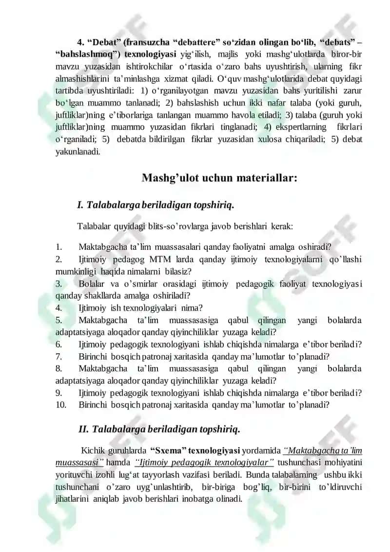 Maktabgacha ta’lim muassasalarida ijtimoiy pedagogik texnologiyalarni qo’llash mumkin bo’lgan sohalarni yoritish 3