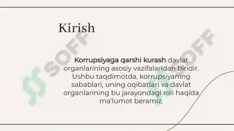 Korrupsiyaga qarshi kurashish bo‘yicha faoliyatni bevosita amalga oshiruvchi davlatorganlari tizimi. 3