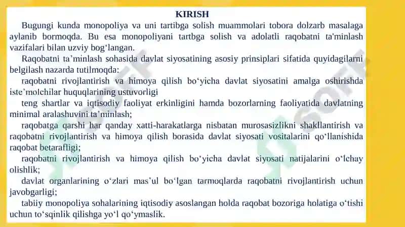 RAQOBAT VA YAKKA HOKIMLIK (MONOPOLIYA) 3