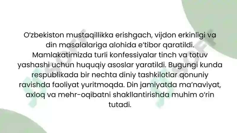 O'zbekistonda faoliyat yurituvchi diniy tashkilotlar 3