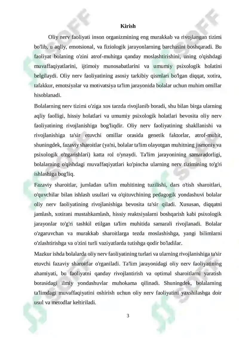 Bolalarda Oliy Nerv Faoliyatining Turlari va Fazaviy Sharoitlar 3