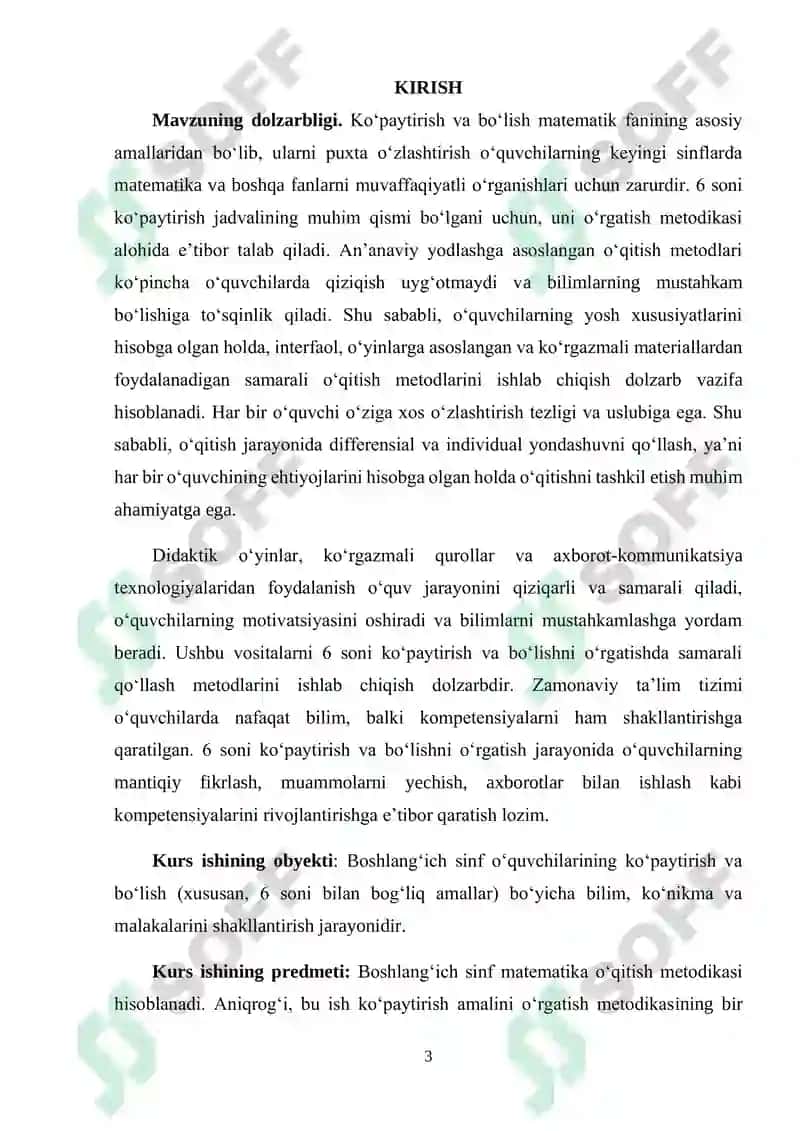 "6 Sonini Ko'paytirish va 6 ga Ko'paytirishni O'rgatish Metodikasi" 3