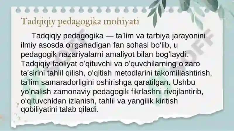 Tadqiqiy pedagogika va ta'lim amaliyoti 3