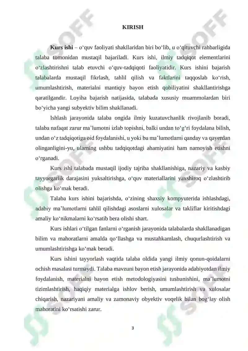 "Kurs ishi"ni bajarish uchun uslubiy ko‘rsatma 3