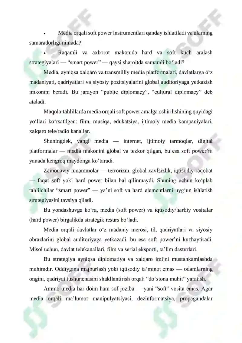 JAHON MEDIA MAKONIDA MANFAATLAR TO‘QNASHUVI: “SOFT POWER” VA “HARD POWER” STRATEGIYALARINING TAHLILI 3