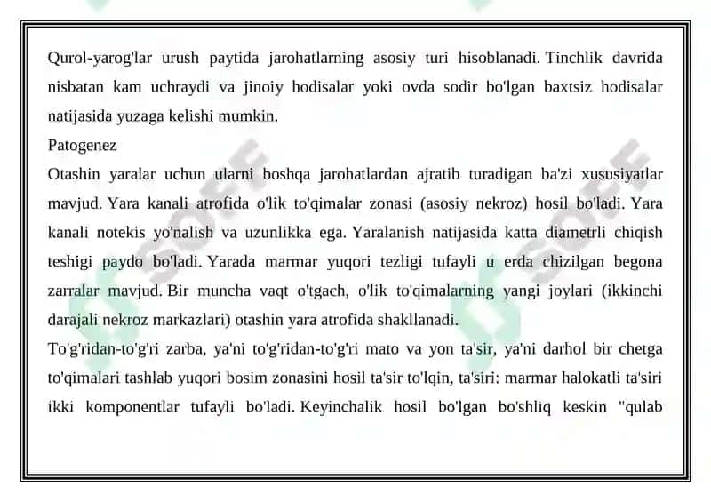 O'Q OTAR JAROHATLARDA ICHKI A'ZOLAR KASALIKLARINING PAYDO BO'LISHI. KECHISHI VA DIAGNOSTIKASI 3