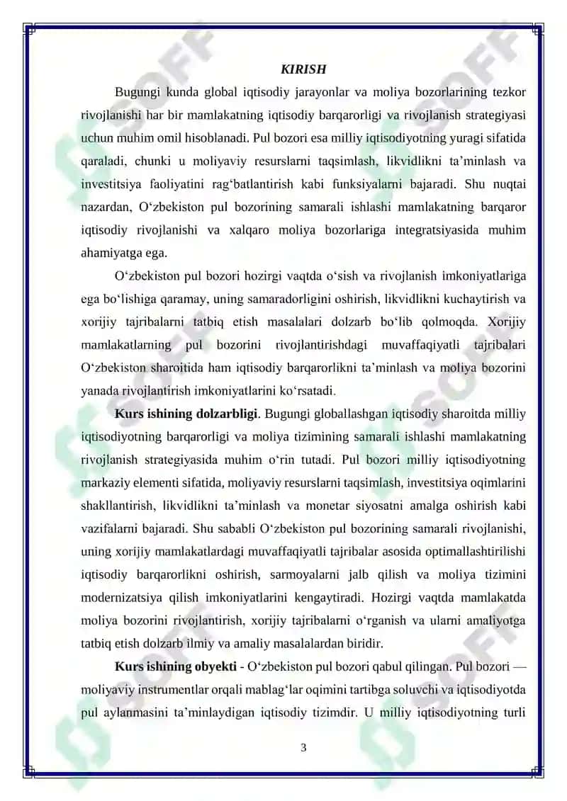 O‘zbekiston pul bozorini xorij tajribasi asosida rivojlantirish imkoniyatlari 3