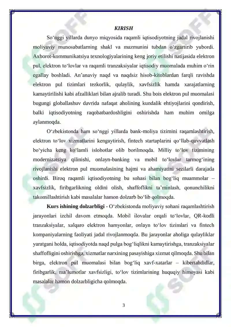 Elektron pul muomalasini tartibga solish masalalari 3