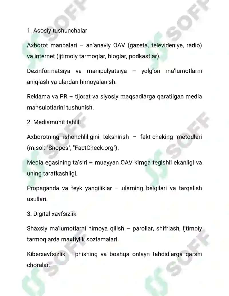 Mediasavodxonlikning asosiy tushunchalari va ahamiyati 3