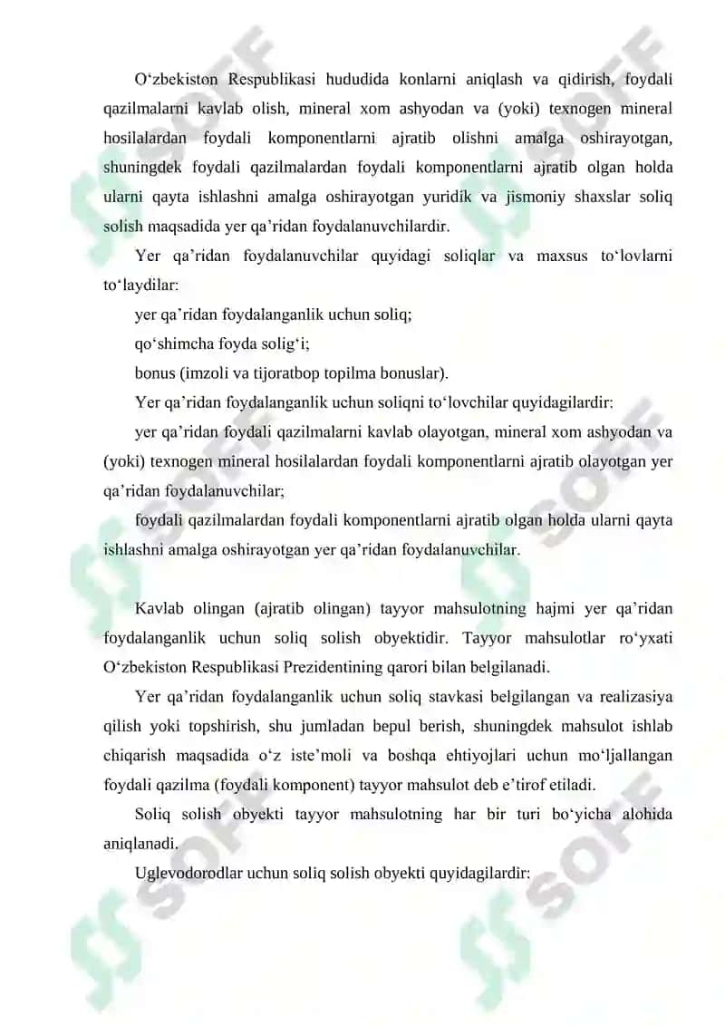 Suv resurslaridan foydalanganlik uchun soliqning stavkalari 3
