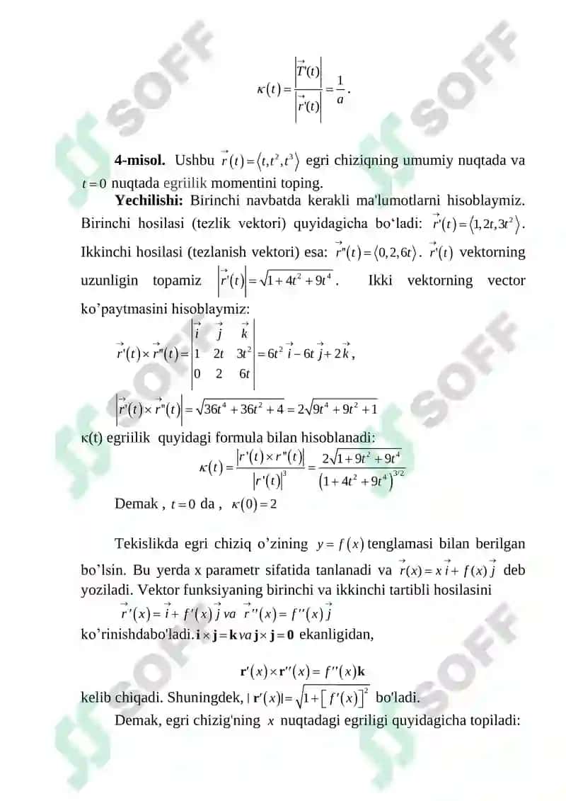 Vektor funksiyalar bilan berilgan yoy va egrilik uzunligi. Tezlik va tezlanish 3