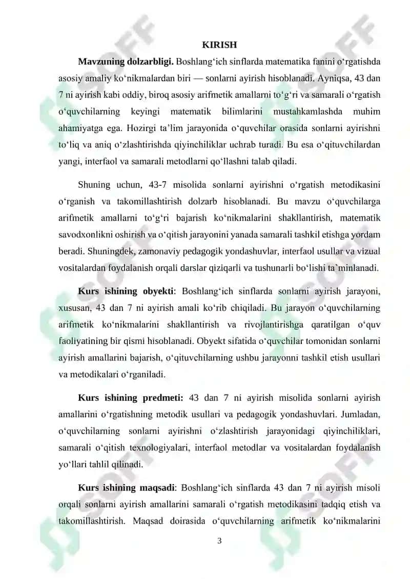 Sonlarni ayirish (43-7)ni o‘rgatish metodikasi 3