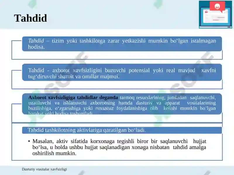 Dasturiy vositalar xavfsizligi 3