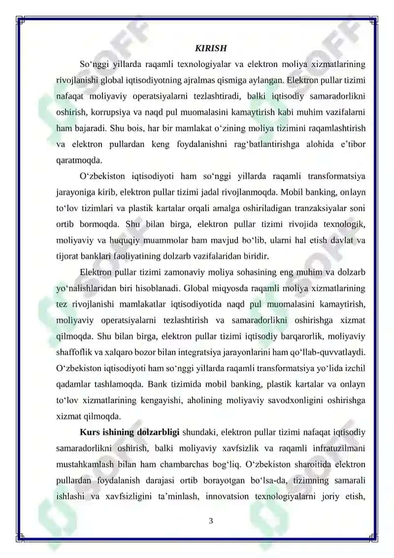 O‘zbekiston iqtisodiyotida elektron pullar tizimini takomillashtirish 3