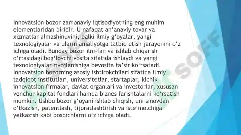 Innovatsion bozorning tuzilishi va uning yangi texnologiyalar rivojlanishiga ta'siri 3