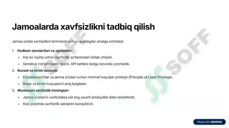 Jamoalar xavfsizlikni tadbiq qilish 3