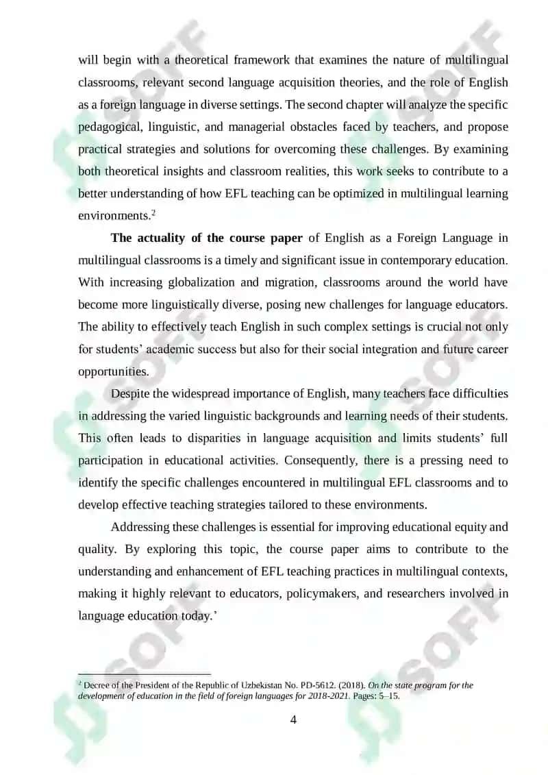 English as a Foreign Language (EFL) Instruction 3