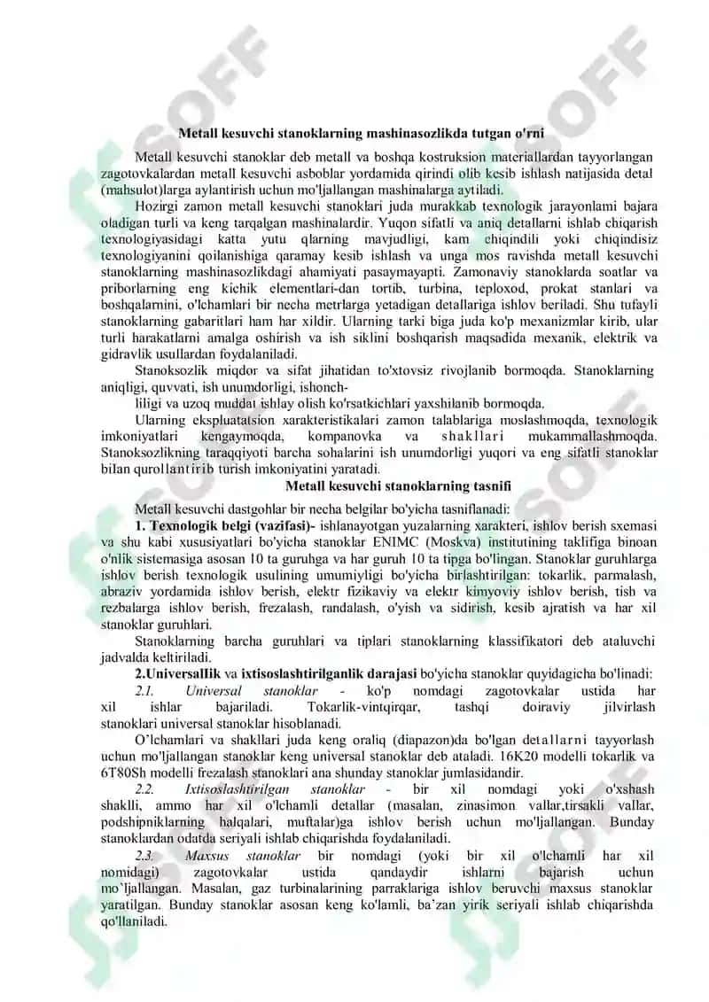 Metall kesuvchi stanoklar va ularning tasnifi 3
