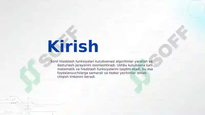 Sonli hisoblash funksiyalari kutubxonasi 3