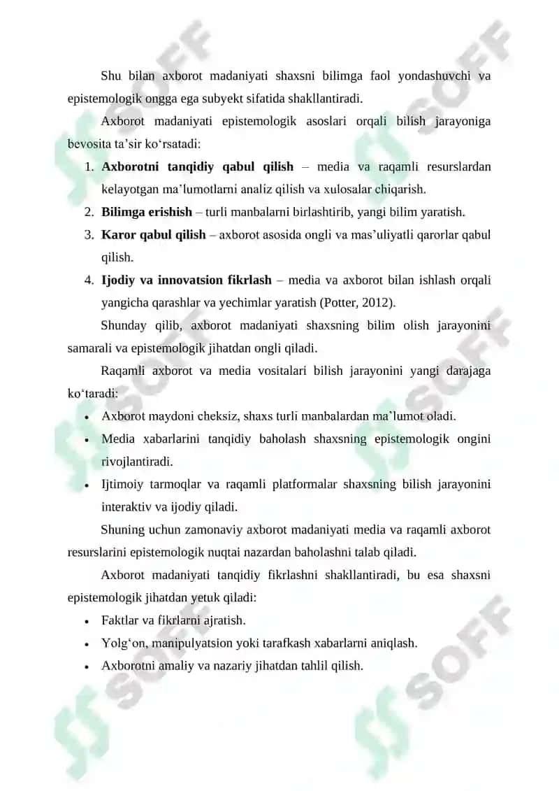 AXBOROT MADANIYATINING EPISTEMOLOGIK ASOSLARI VA UNING BILISH JARAYONIGA TA’SIRI 3