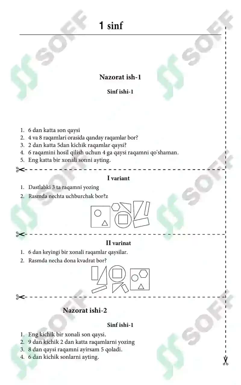 1-sinf Matematika darsdan tashqari mashg'ulotlar uchun 3